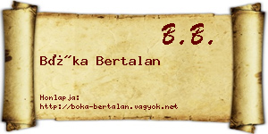 Bóka Bertalan névjegykártya